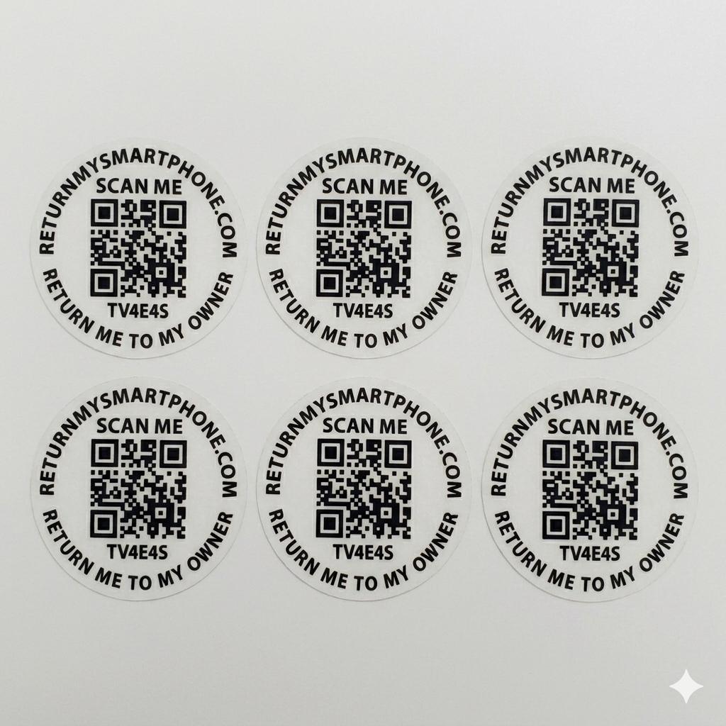 6 Pack QR Lost & Found Stickers