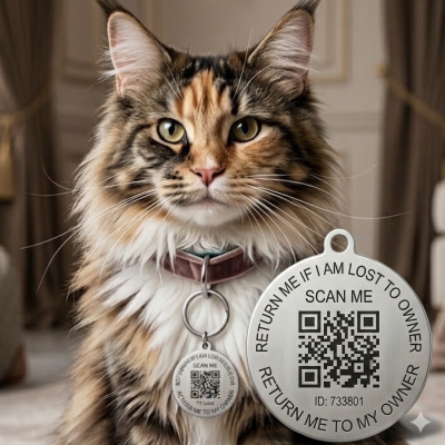 <p>Bescherm je trouwe viervoeter tegen vermissing. Deze premium, lichtgewicht en waterbestendige QR-huisdierhanger vormt het ultieme vangnet voor je hond of kat. In tegenstelling tot zware GPS-trackers heeft deze hanger geen batterij die leegloopt en betaal je absoluut geen maandelijks abonnement. Werkt wereldwijd en beschermt je privacy voor de volle 100%.</p>

<p>&nbsp;</p>

<p><meta charset="UTF-8" /><b>Formaat:</b>&nbsp;40 mm doorsnede,</p>

<p><b>eigenschappen:</b>watervast en UV-bestendig,</p>

<p><b>Materiaal sticker:</b>Vinyl, metallic-grijs, permanent hechtend, merk 3M</p>

<p><b>Beschermlaag:</b>mat laminaat(dit is een transparante extra beschermlaag)</p> #2